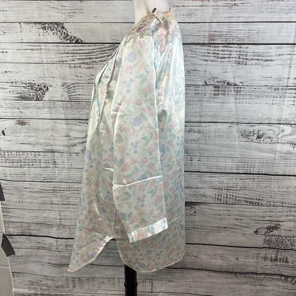 Vintage Erika Taylor Intimates Housecoat Dress Gown sz Medium Lace Collar Satin - Picture 10 of 12